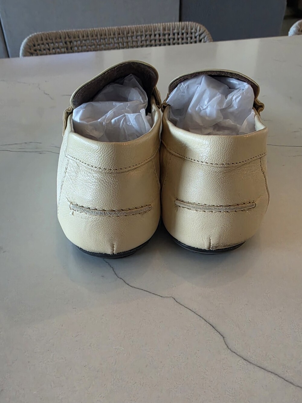 ZARA Cream Soft Leather Flat Penny Loafer Shoes Women's Size 9 - Picture 3 of 8